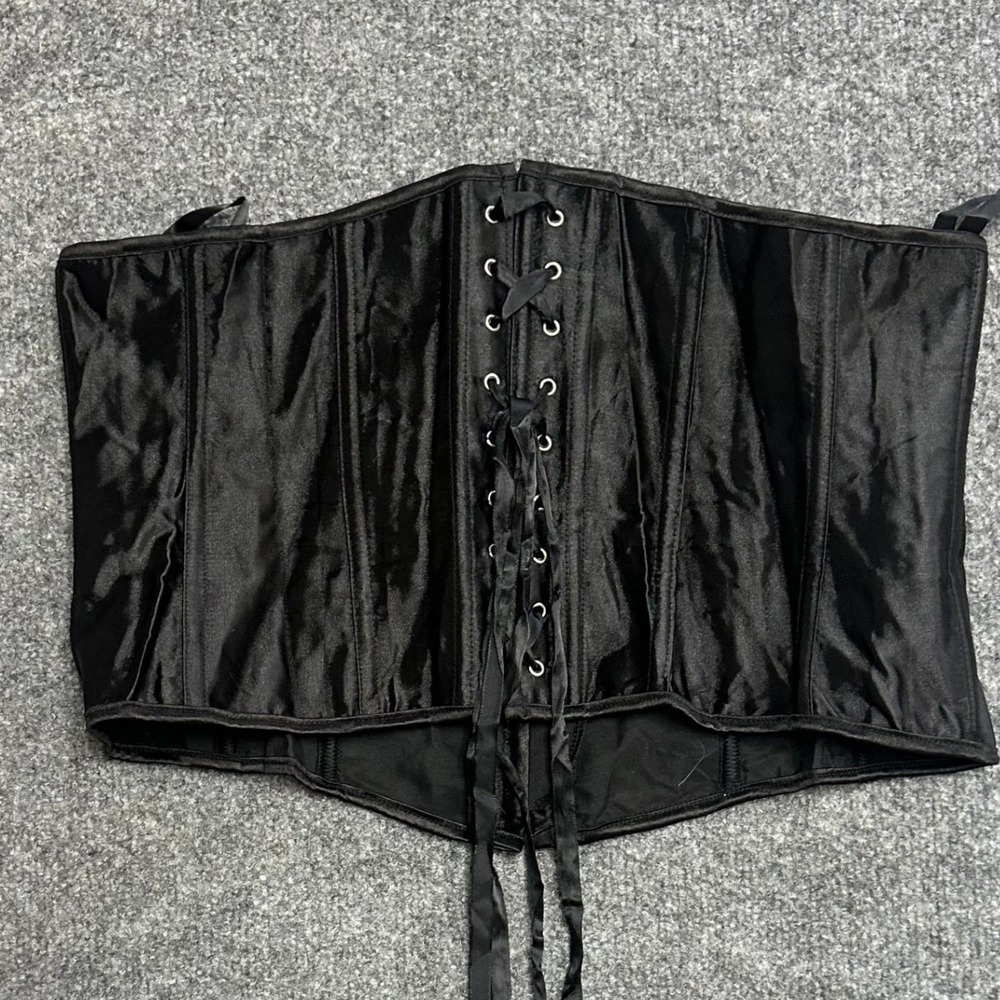 Unbranded Corset Belt Womens Size XXXL Black Satin Lace Up Goth Waist Cincher